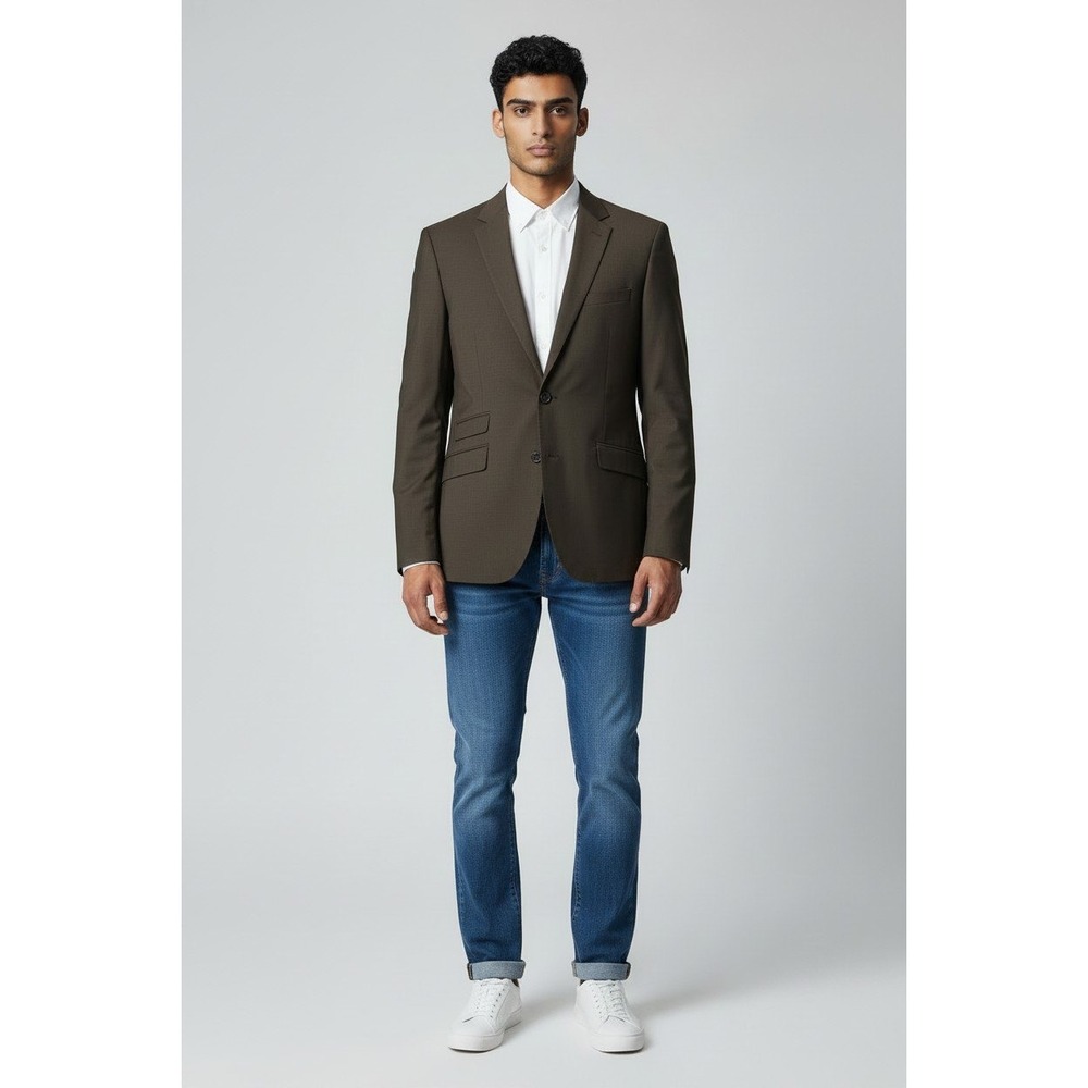 H&M Sport Coat Mens 40R Brown Performance Stretch 2-Button Single Breast